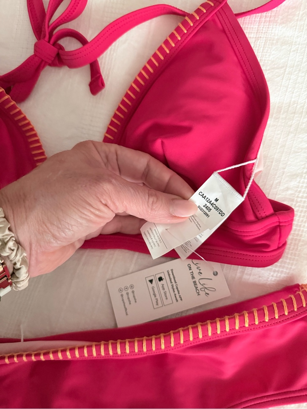 Cupshe Rose Pink V-Stitch Halter Bikini M - Picture 5 of 6